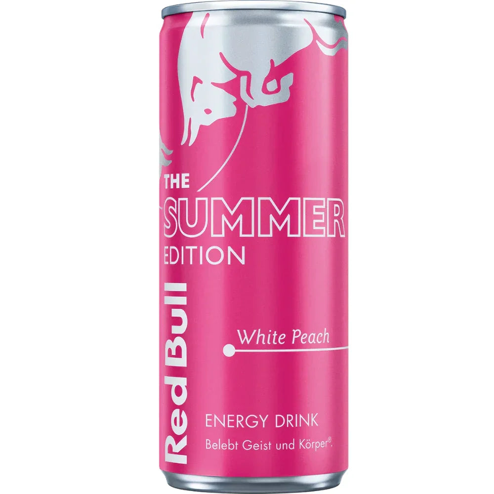 Red Bull White Peach Edition 250ml blikje - Summer Edition energiedrank met witte perziksmaak
