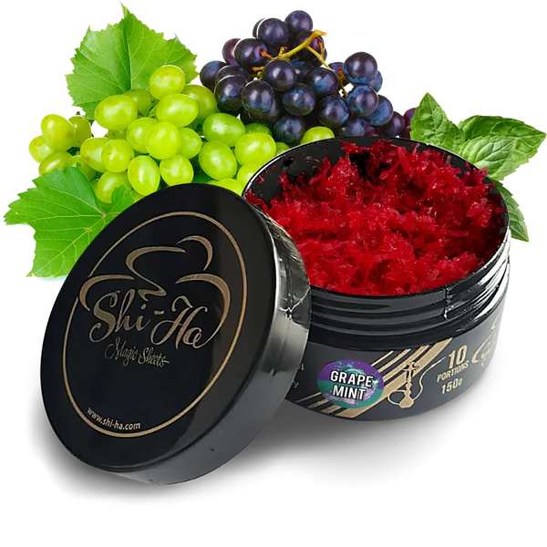 Shi-Ha Grape Mint 150g shisha-tabak nicotinevrij, alternatief voor Al Fakher Grape Mint, met druif en munt