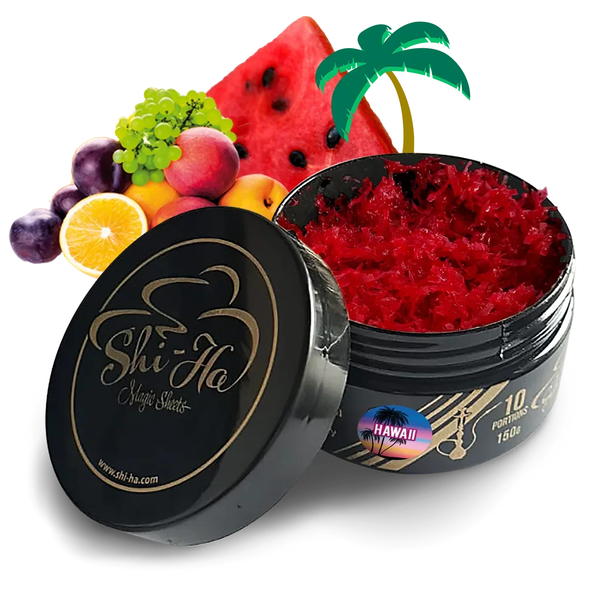 Shi-Ha Hawaii 150g nicotinevrije shisha smaak met meloen ananas bessen en munt - tropische waterpijp tabak van Shi-Ha