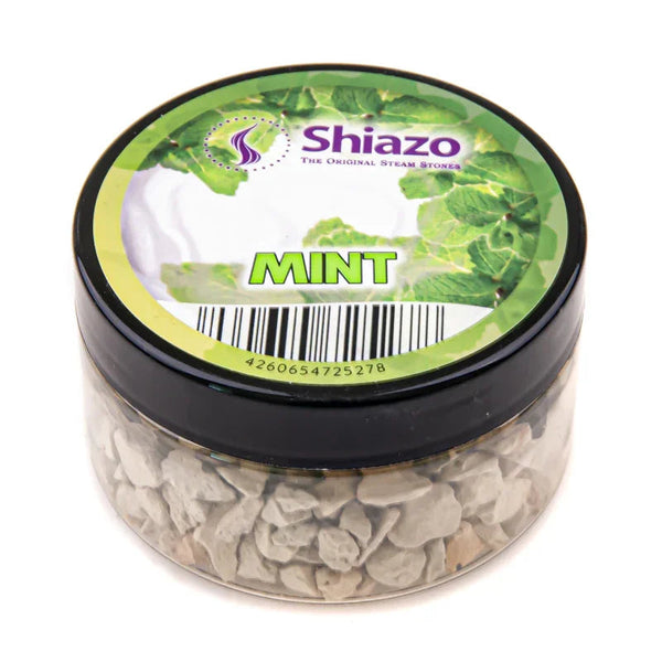 Shiazo Steam Stones Mint 100gr in hersluitbaar potje - nicotinevrije shisha smaak met koele mintsmaak en dikke dampontwikkeling