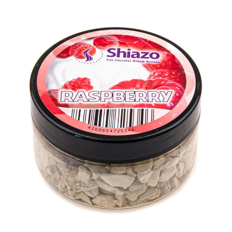 Shiazo Steam Stones Raspberry 100gr in hersluitbaar potje - framboos shisha dampsteentjes zonder nicotine