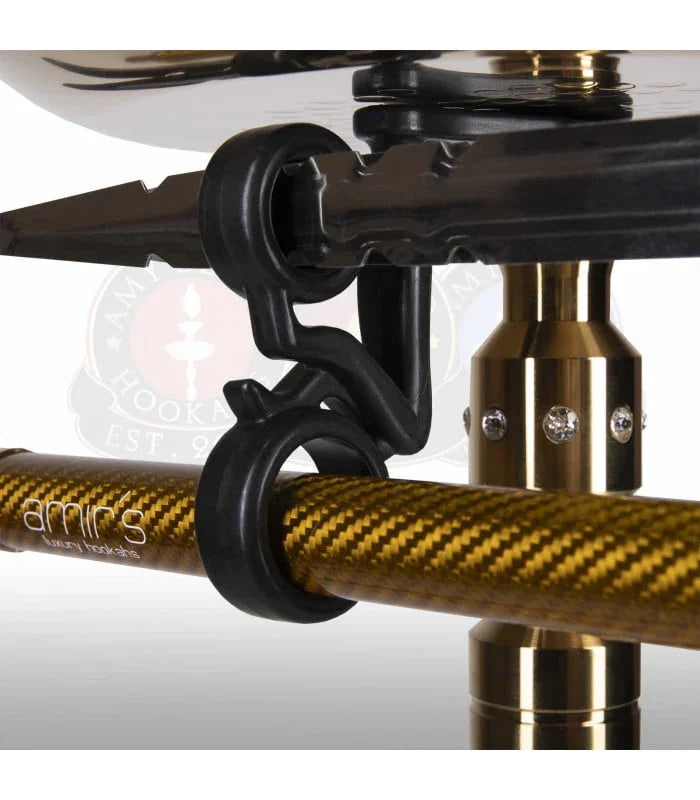 Slanghouder detail op de roestvrij stalen rookzuil van de Amy Deluxe 901 Karat X