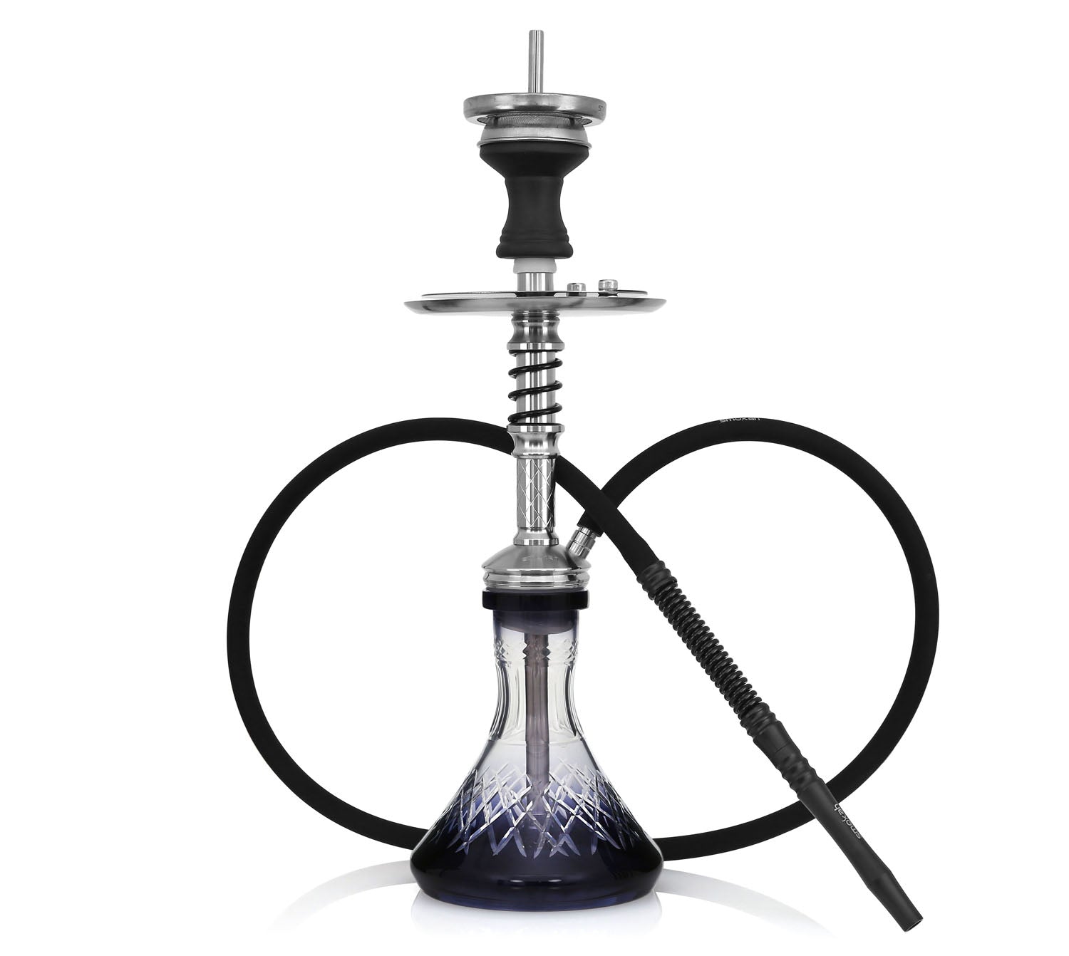 Smokah FUA Pro Zwart shisha compleet met glazen vaas, siliconenslang en spiral design mondstuk