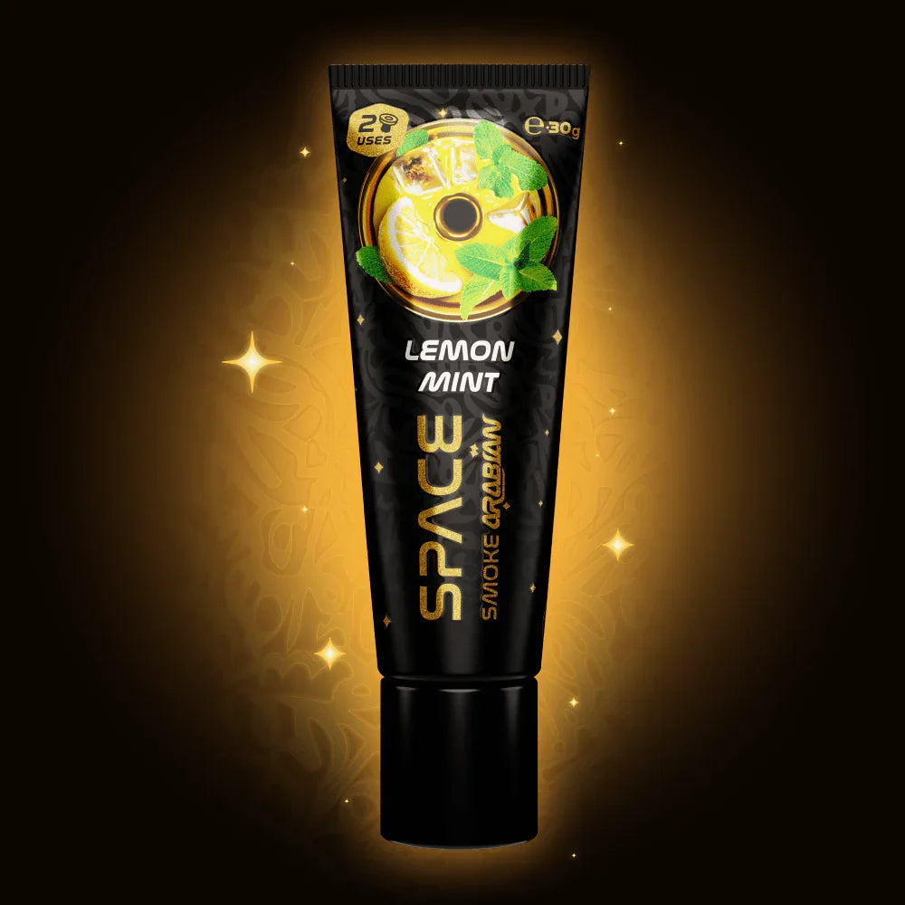 Space Smoke Arabian Lemon Mint 30g tabaksvrije waterpijp smaak close-up