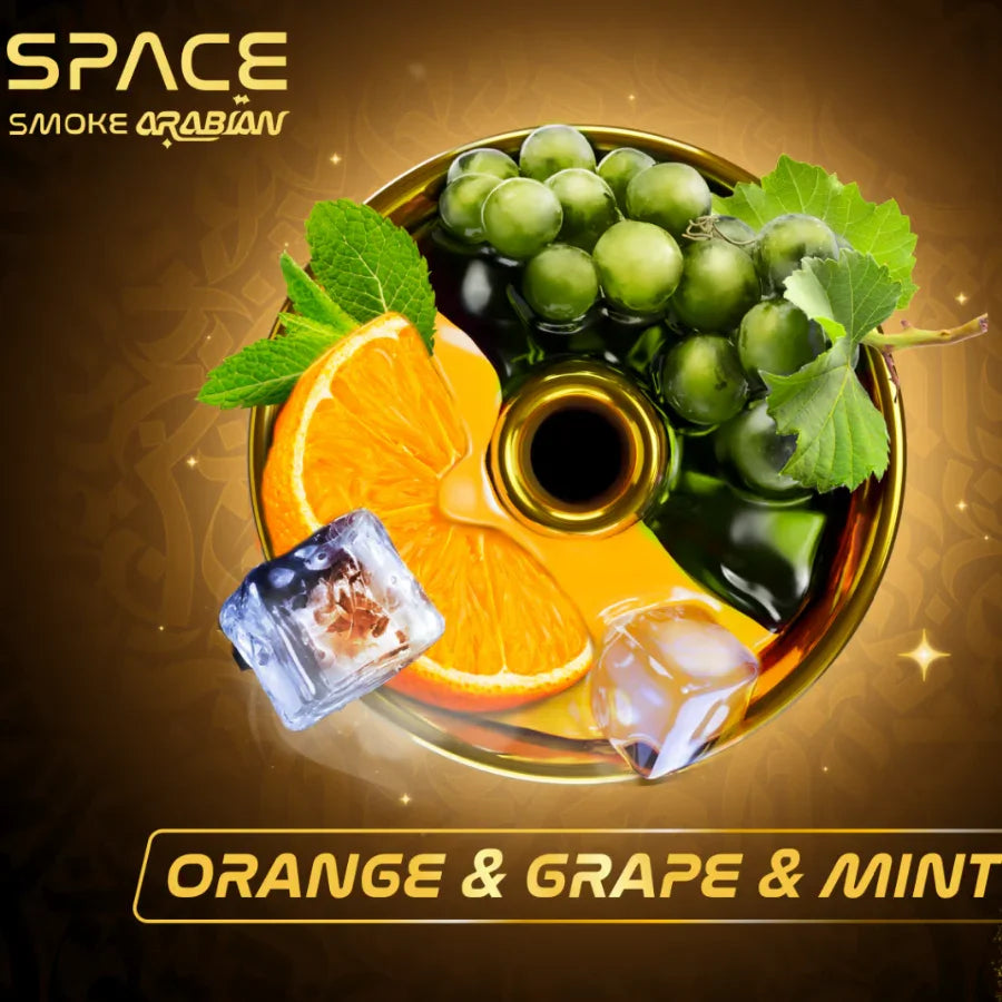 Space Smoke Arabian Orange Grape Mint shisha pasta in tabakskop voor waterpijp