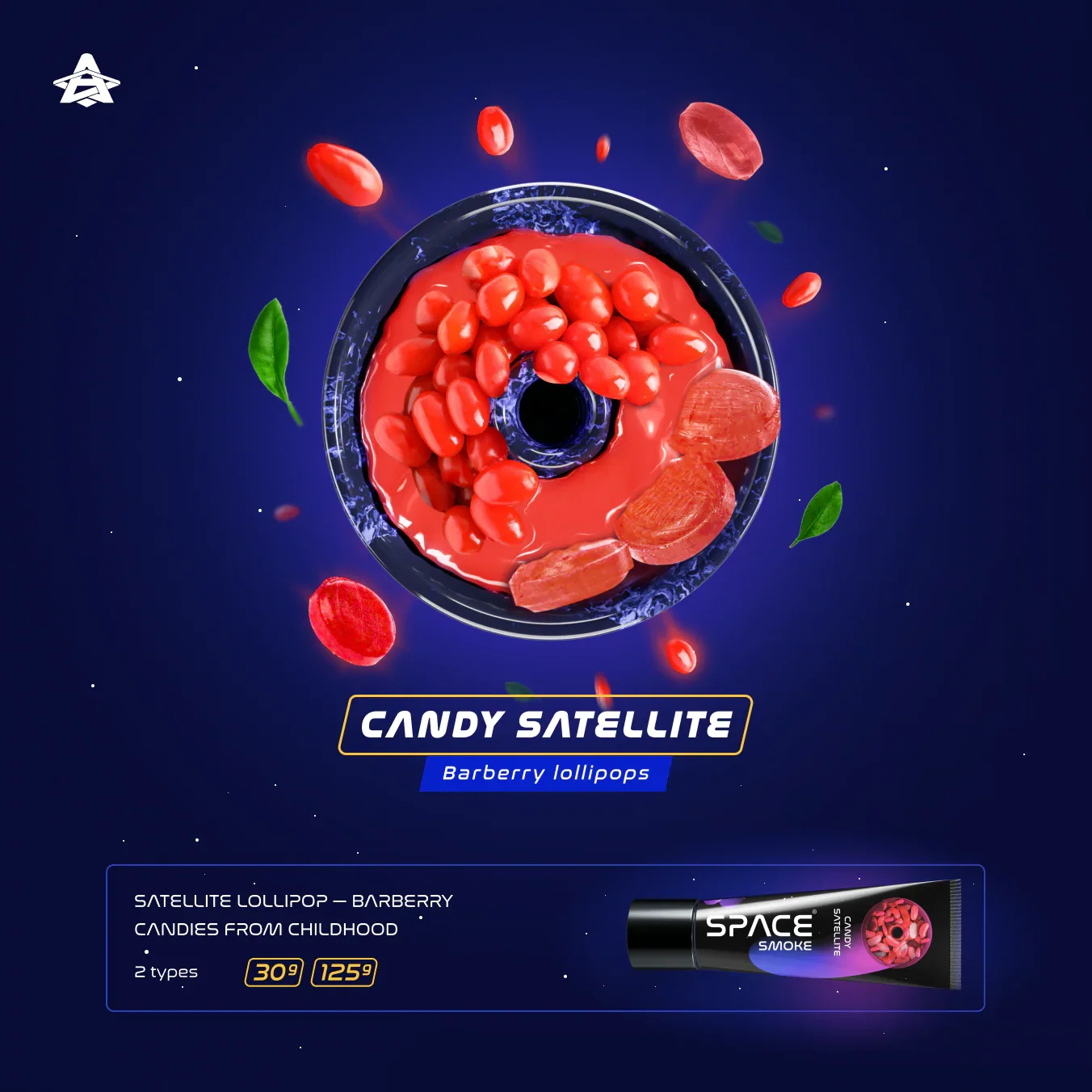 Space Smoke Candy Satellite flavour detail - tabaksvrije waterpijp pasta Basic Line