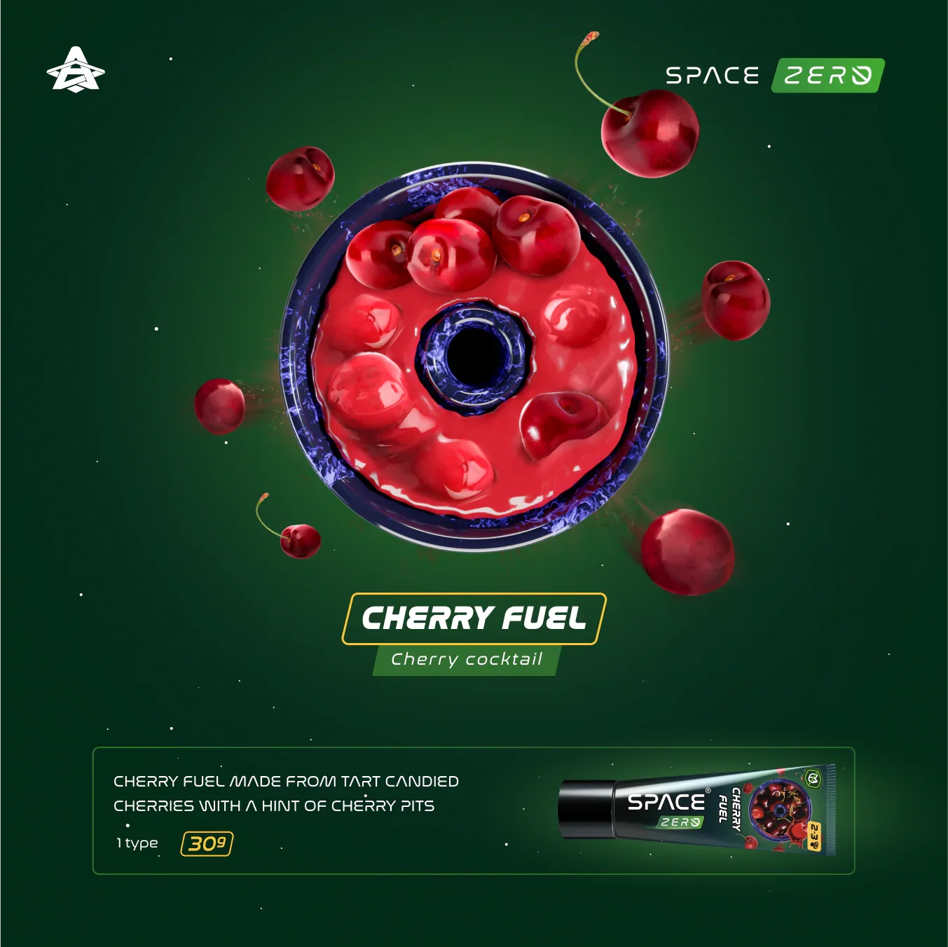 Space Smoke Cherry Fuel 30gr tube bovenaanzicht - mineralen-basis shisha pasta zonder tabak