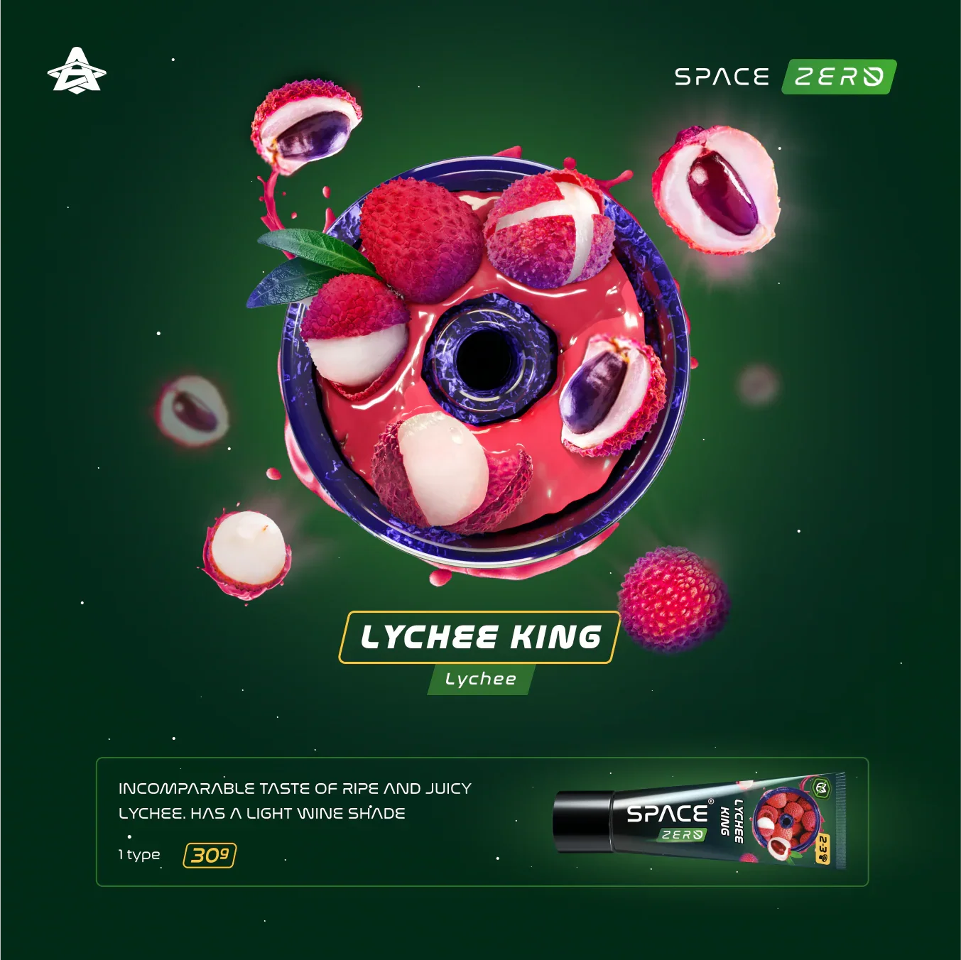 Space Smoke Lychee King shisha-pasta tube 30 gram - nicotinevrije waterpijp-smaak