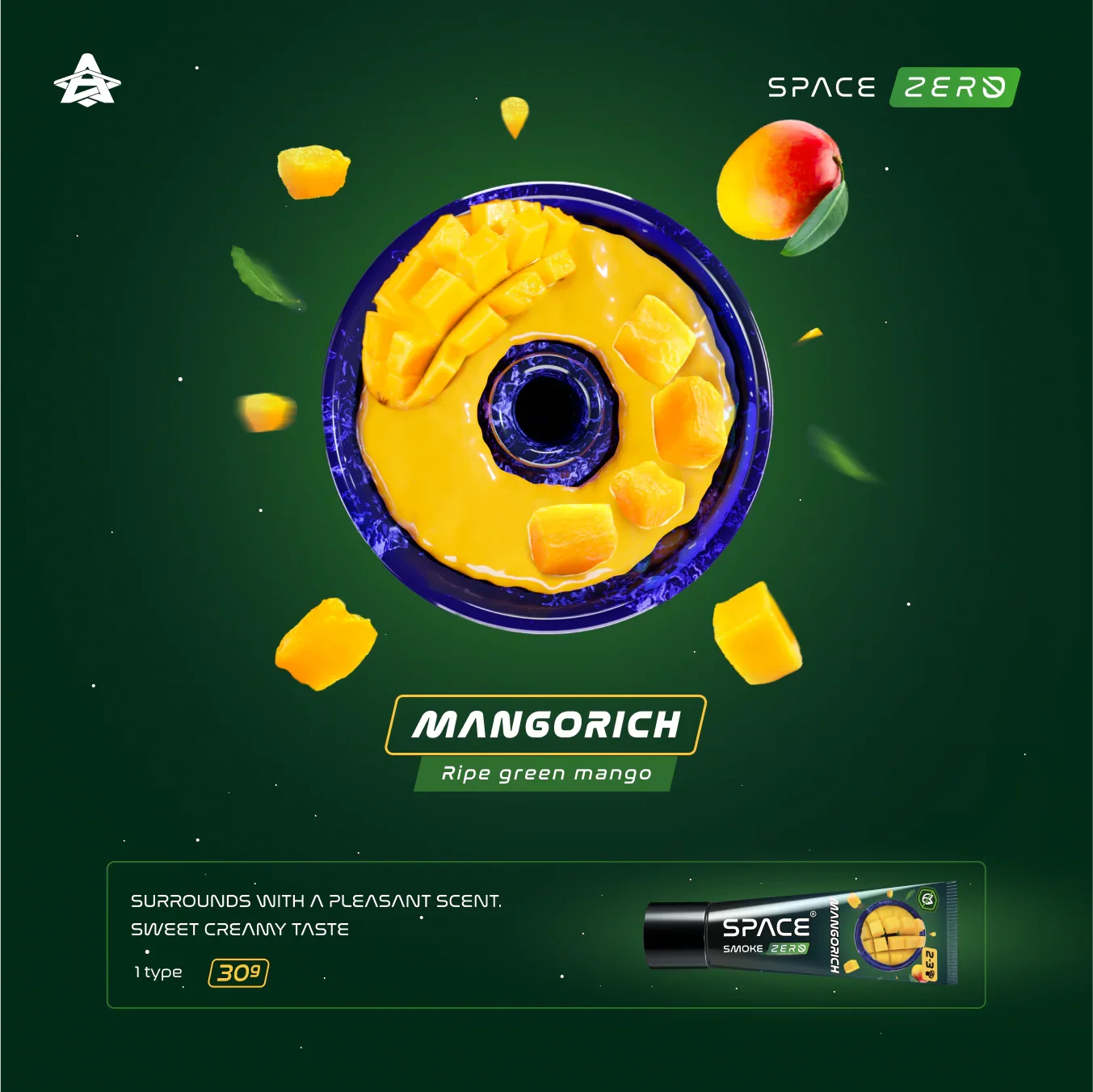 Space Smoke Mangorich 30 gram tube - tabaksvrije waterpijp pasta tropische mango