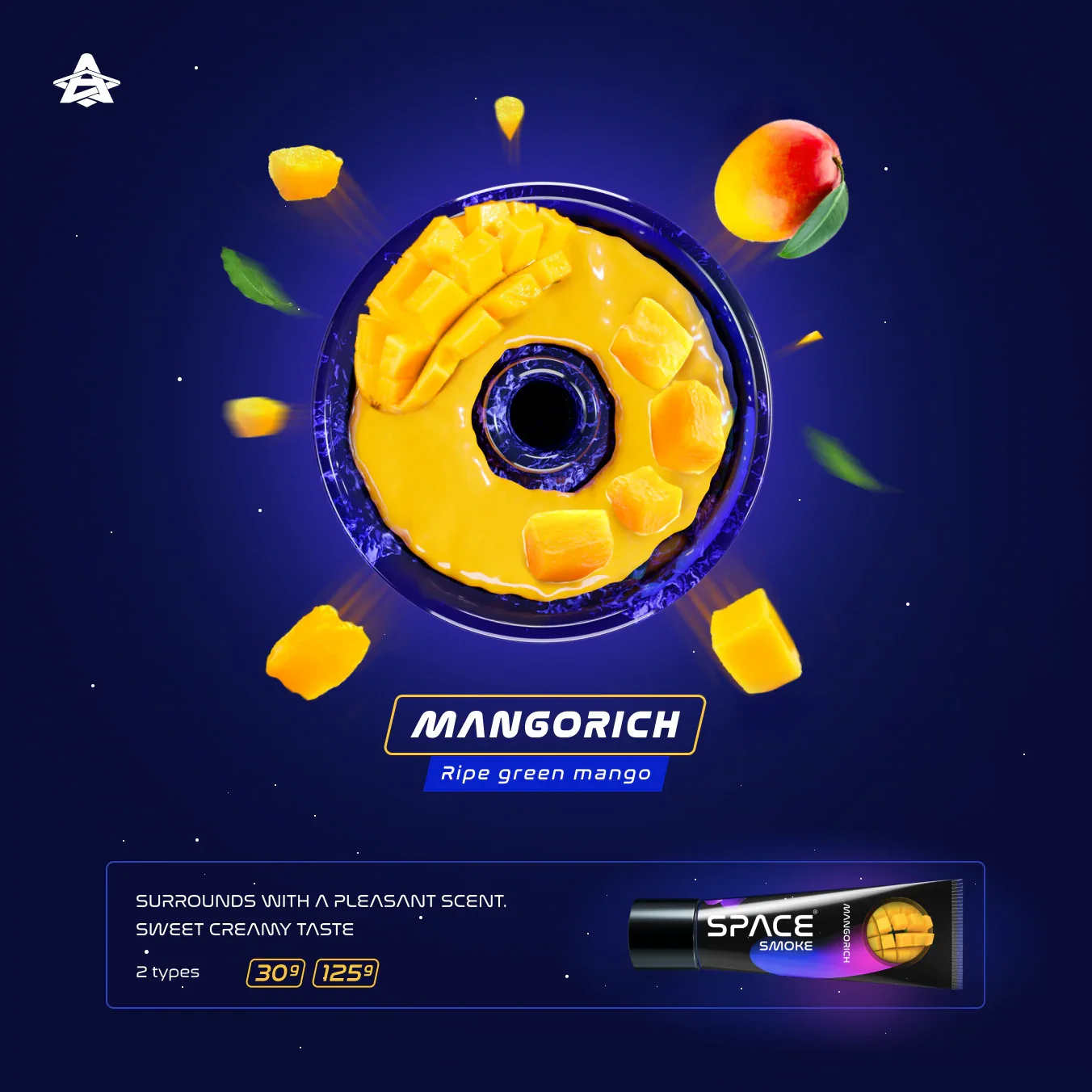 Space Smoke Mangorich Basic Line tube detail met smaak en waterpijp tabakskop