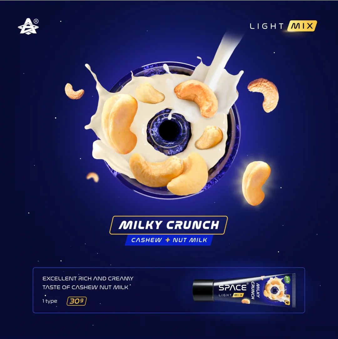 Space Smoke Milky Crunch shisha smaakjes overzicht - Light Mix 30gr tabaksvrije waterpijp pasta