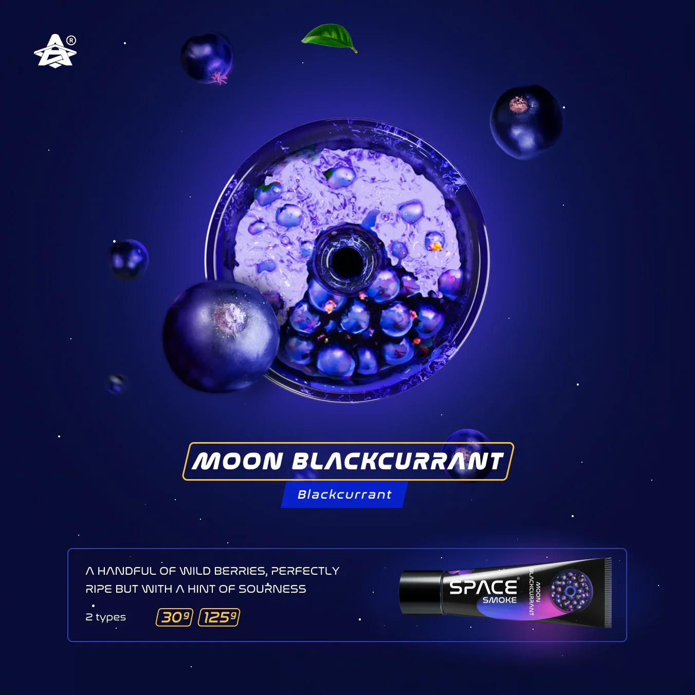 Space Smoke Moon BlackCurrant 125gr shisha pasta flavour - zoete bessensmaak voor waterpijp