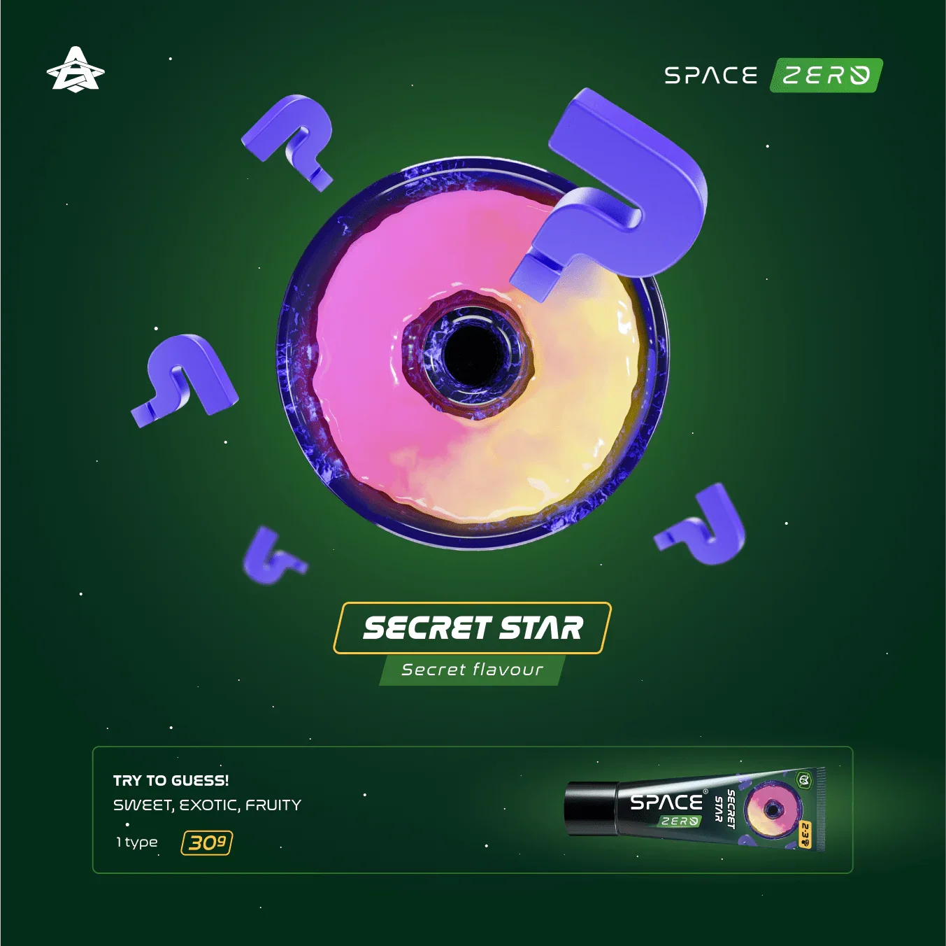 Space Smoke Secret Star 30gr tube nicotinevrije shisha pasta - exotisch fruitig smaakprofiel
