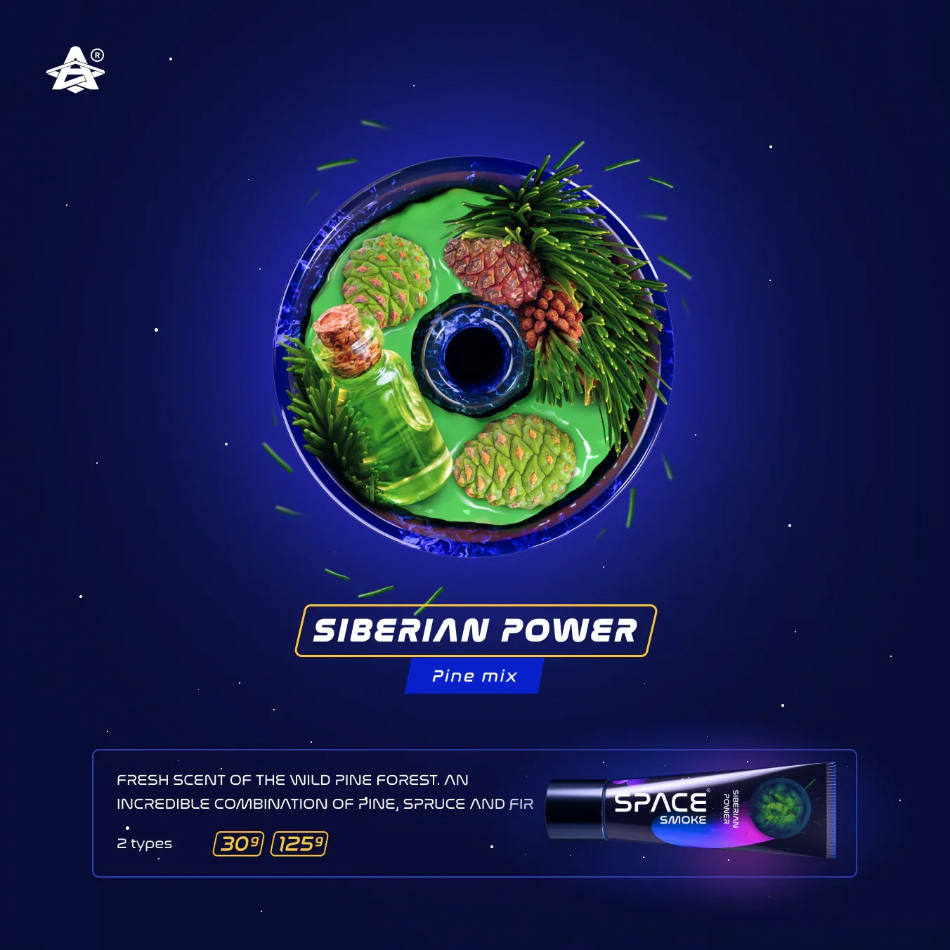 Space Smoke Siberian Power smaakprofiel close-up - frisse Russische munt shisha pasta 125gr
