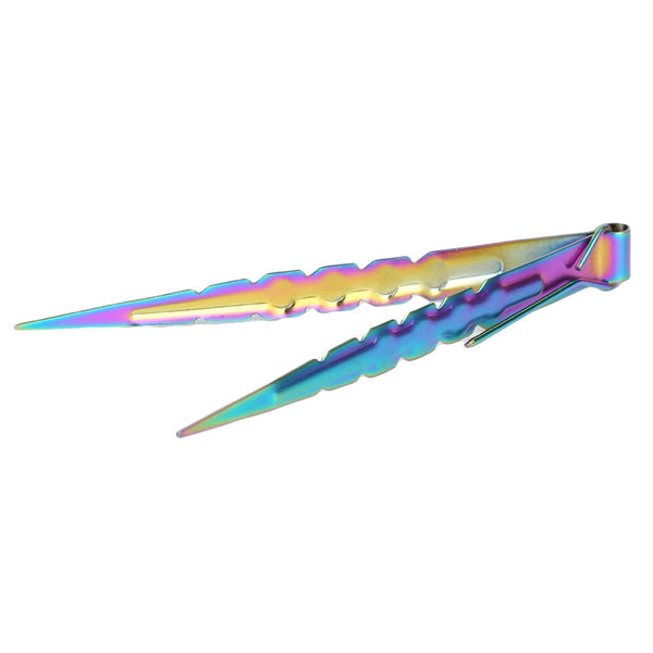 Spitz Rainbow shisha kolentang van roestvrij staal met regenboogafwerking, 22 cm, 3-in-1 waterpijp tang voor kolen en folie