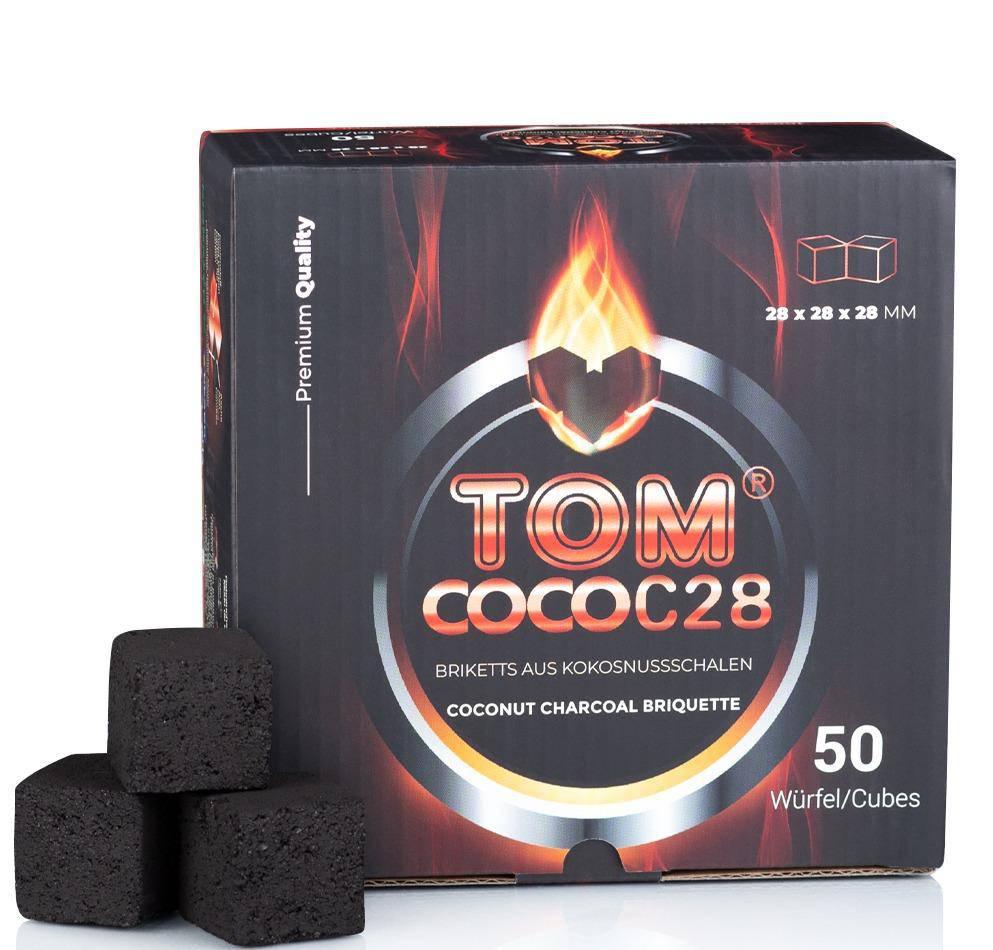 Tom Coco C28 kokoskolen 28x28mm shisha kooltjes 1 KG close-up van kubusjes