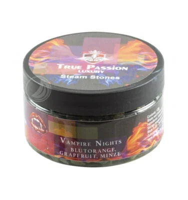 True Passion Vampire Nights 120gr steam stones pot - shisha smaak met donkere bessen en kers, tabaksvrij alternatief voor Adalya Dark Nights