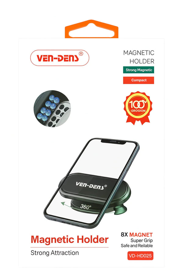 Ven-Dens magnetische telefoonhouder met 8x sterke magneet, super grip design en 360 graden draaibare kop voor in de auto