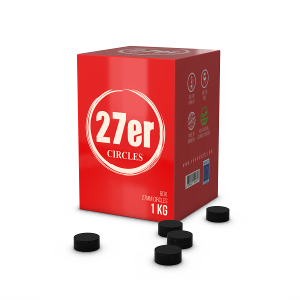 Venookah 27er Original shisha kolen 27mm - extra grote kokosnoothoutskool blokjes voor waterpijp