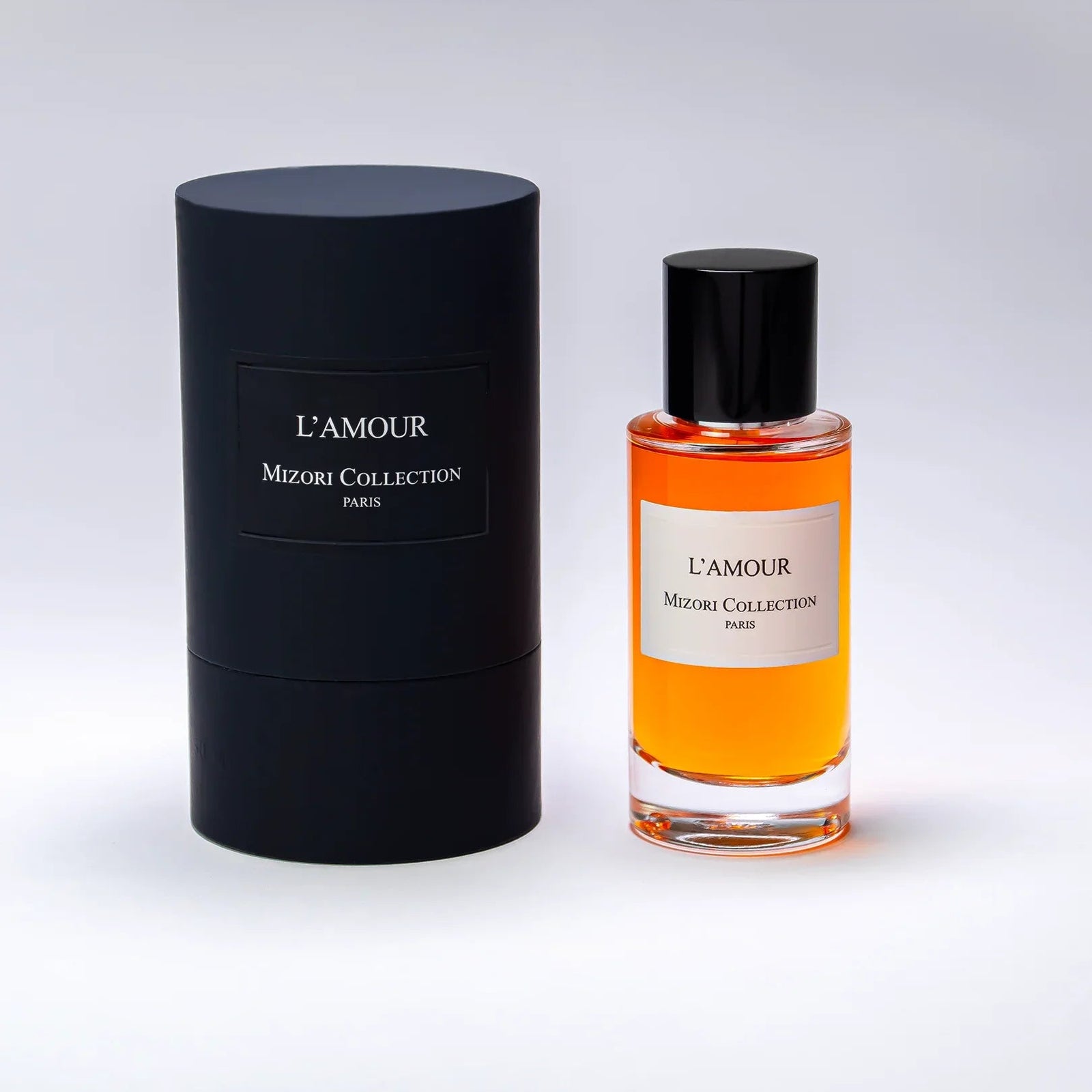 Verpakking van Mizori Collection L'Amour eau de parfum 50ml, oriëntaals geurprofiel