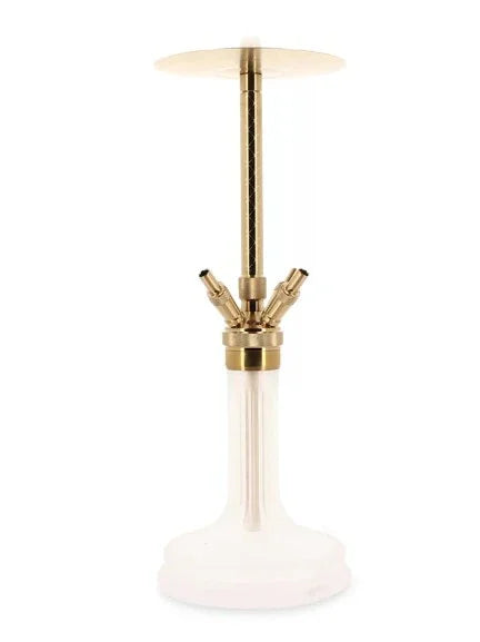WD Hookah F60G-32 goud witte waterpijp volledig zicht, roestvrij staal met witte glazen vaas