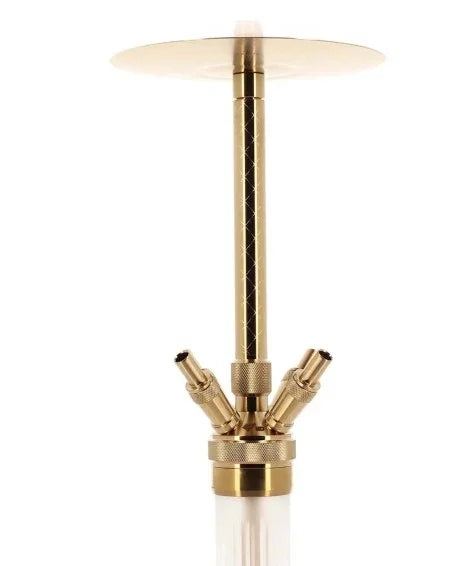 WD Hookah F60G-32 goudkleurige shisha zijaanzicht, steel en vaas detail