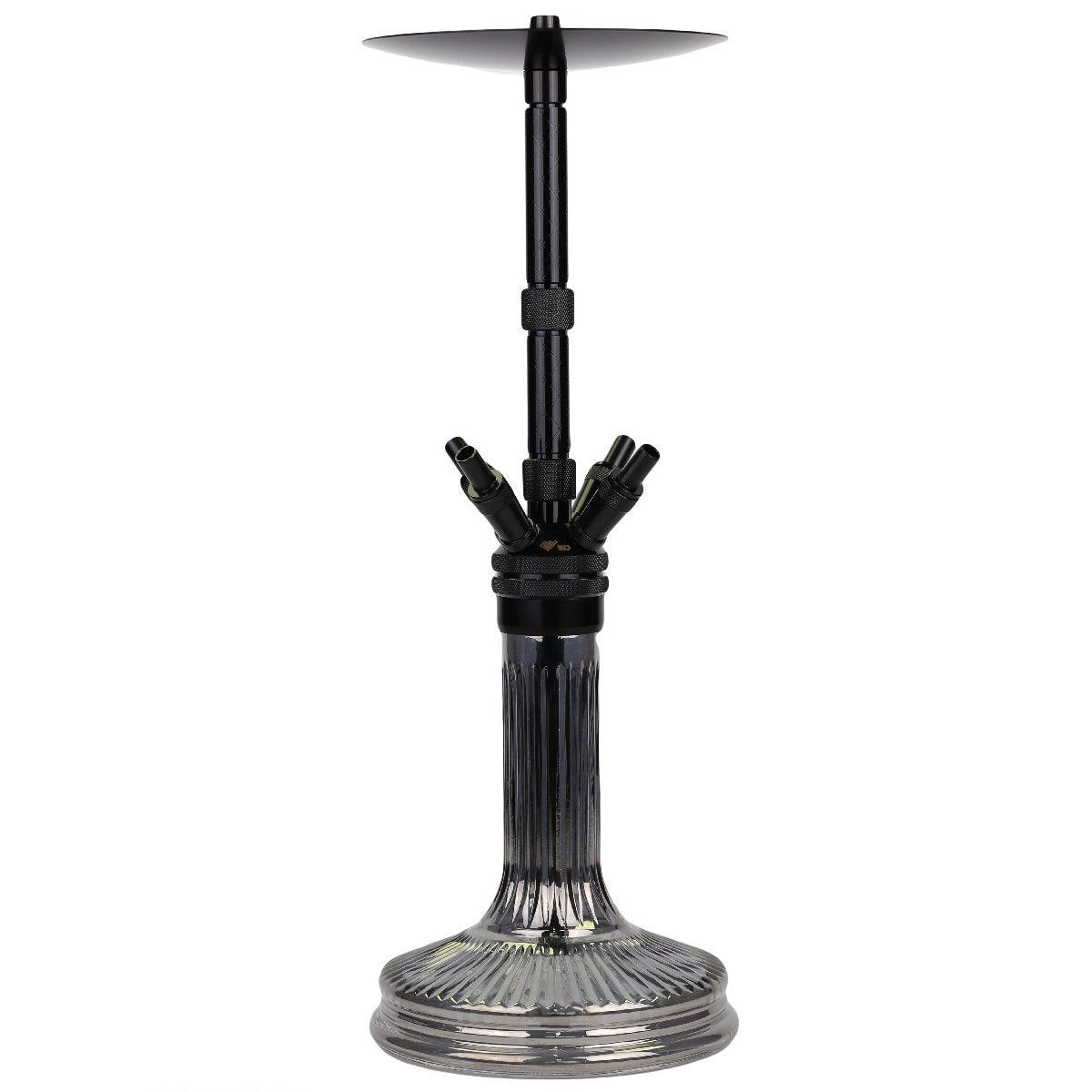 WD Hookah F61SS-5 Black luxe waterpijp van roestvrij staal met kristallen vaas en afneembare diffuser - shisha set 57 cm