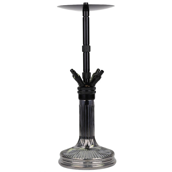 WD Hookah F61SS-5 Black luxe waterpijp van roestvrij staal met kristallen vaas en afneembare diffuser - shisha set 57 cm