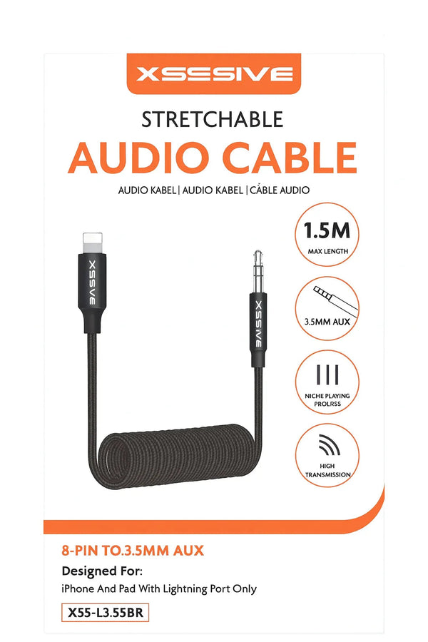 Xssive Audio Cable - 8-pin Lightning naar 3,5 mm AUX kabel voor iPhone aangesloten op speaker