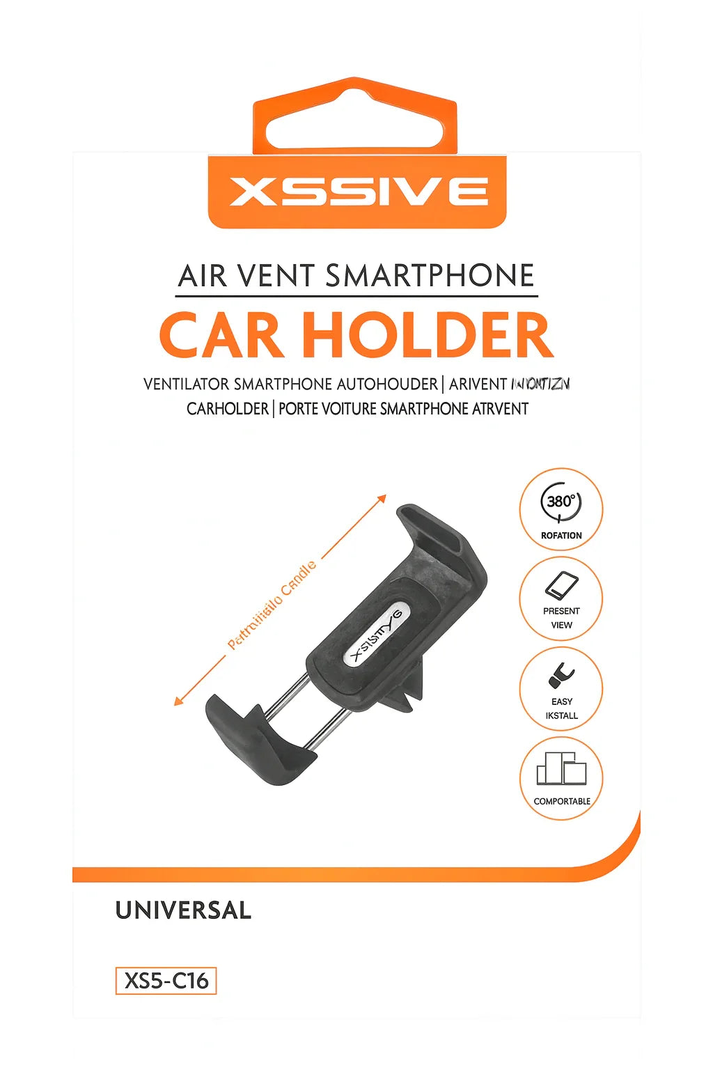 Xssive Universal Air Vent Smartphone Car Holder op ventilatierooster van auto, 360 graden draaibaar, universeel voor alle telefoons